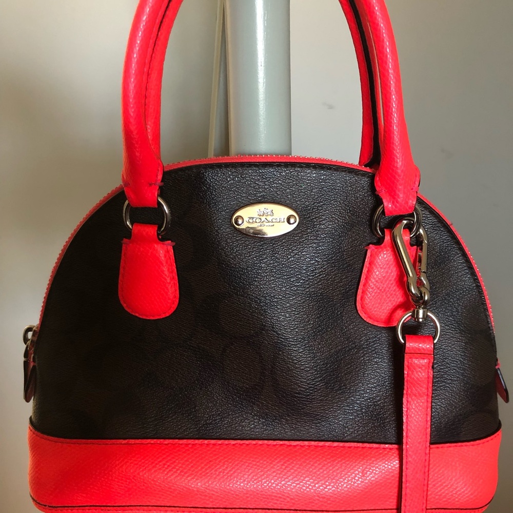 SOLD Coach  mini purse brown & hot pink